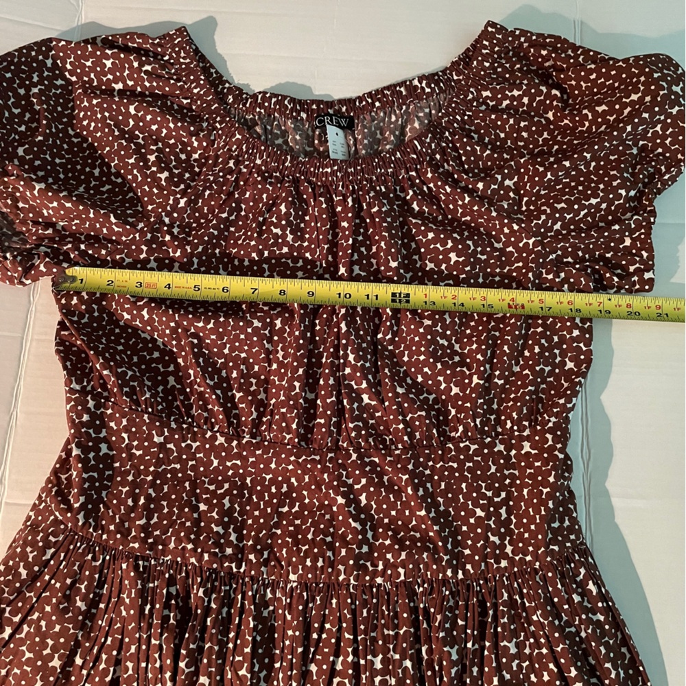 J Crew Mini Dress 14 Brown Floral Drop Waist Cotton Poplin BR400 Cottagecore NWT - Picture 12 of 15